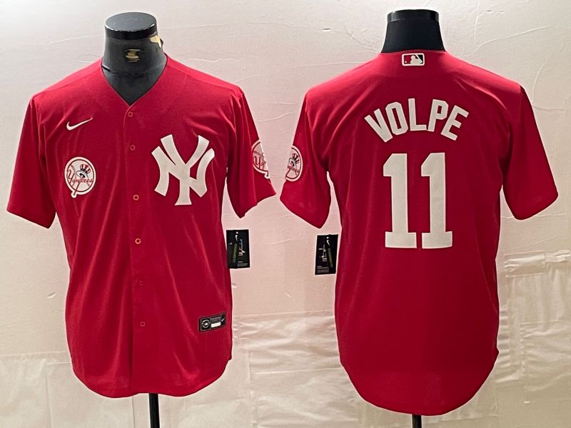 Men New York Yankees #11 Volpe Red joint name Nike 2024 MLB Jersey style 3->new york yankees->MLB Jersey